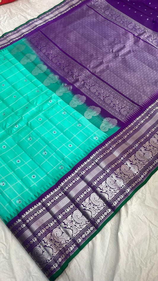 🍁Gadwal Pure Silk Kanchi Silver Jari Border With Blouse Sarees.