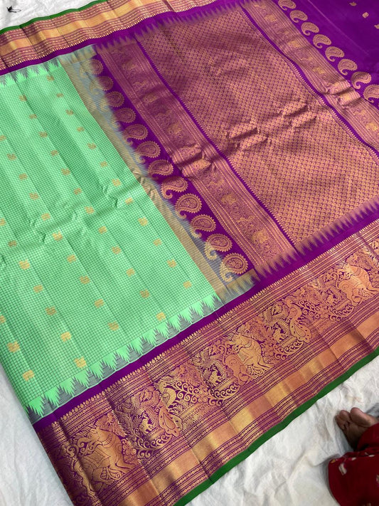 🍁Gadwal Pure Silk Butta Kanchi Border With Blouse Sarees.