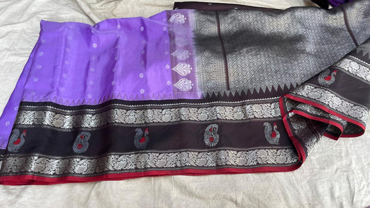 🍁Gadwal Pure Silk Border Butta With Blouse Sarees.