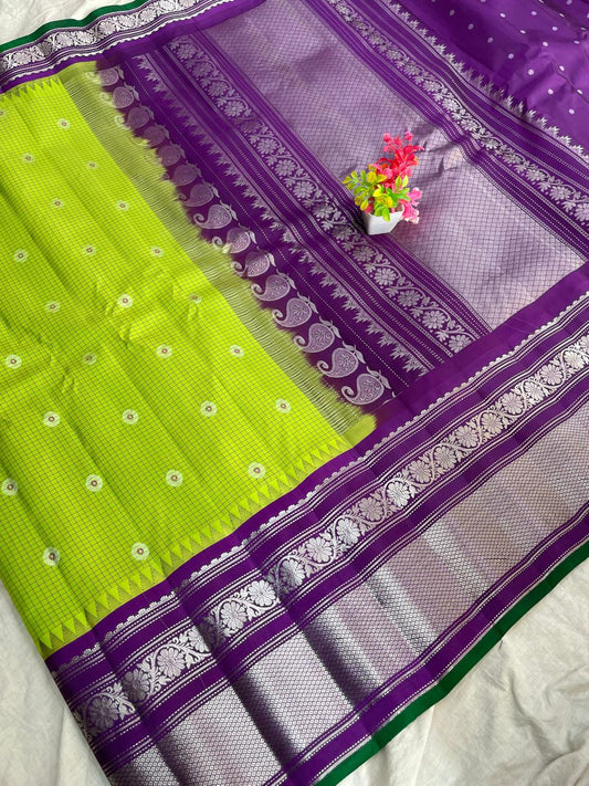 🍁Gadwal Pure Silk Kanchi Boder With Blouse Sarees.