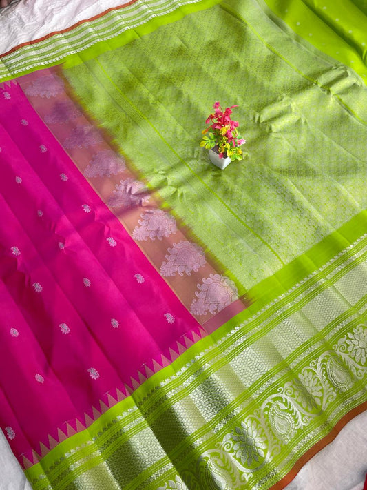 🍁Gadwal Pure Silk Kanchi Boder With Blouse Sarees.