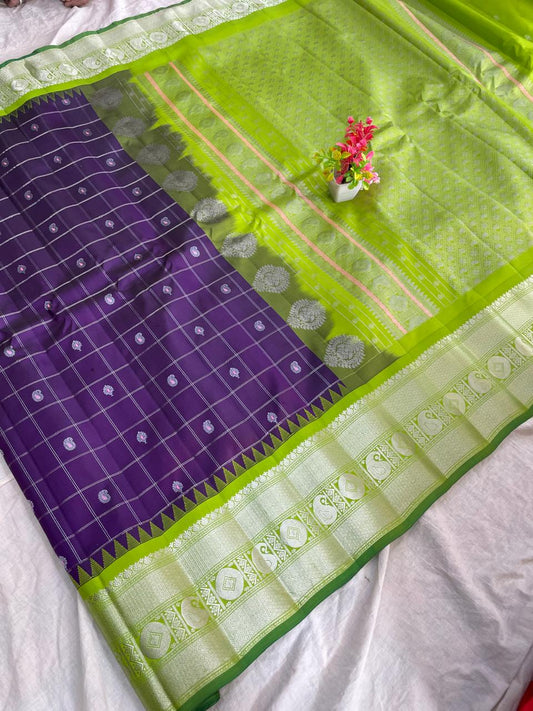 🍁Gadwal Pure Silk Kanchi Boder With Blouse Sarees.