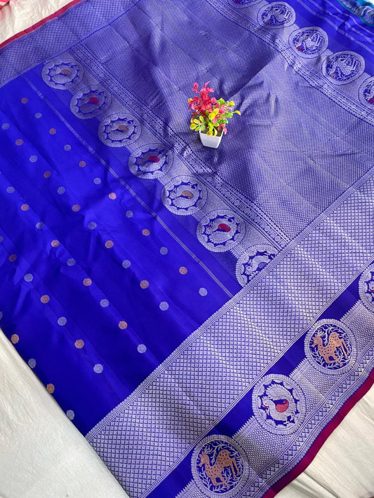 🍁Gadwal Pure Silk Handloom Turning Border With Blouse Sarees.