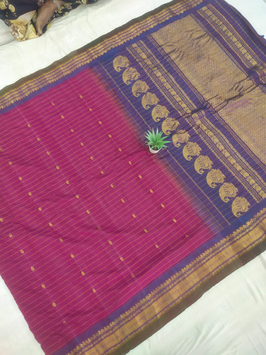 🌲Type: Gadwal Pure Sico Butta With Blouse Handloom Sarees.