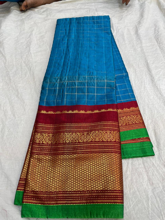 🍁Type: Gadwal Sico Cotton Jari Butta With Blouse Sarees.