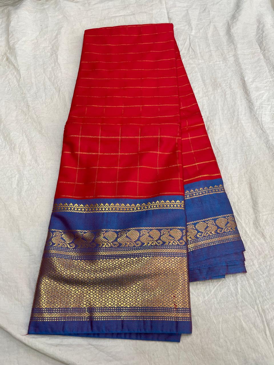 🍁Type: Gadwal Sico Cotton Jari Butta With Blouse Sarees.