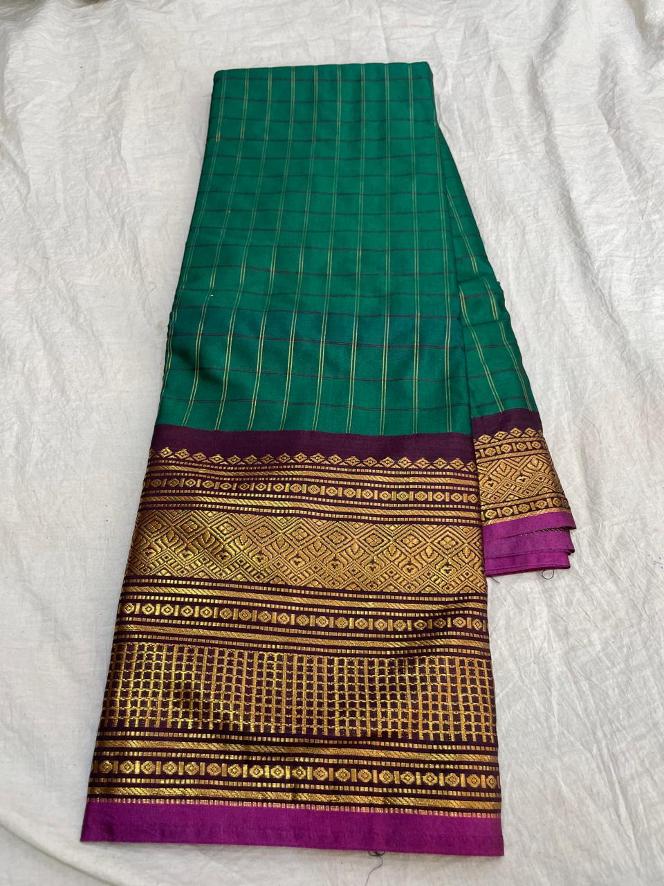 🍁Type: Gadwal Sico Cotton Jari Butta With Blouse Sarees.