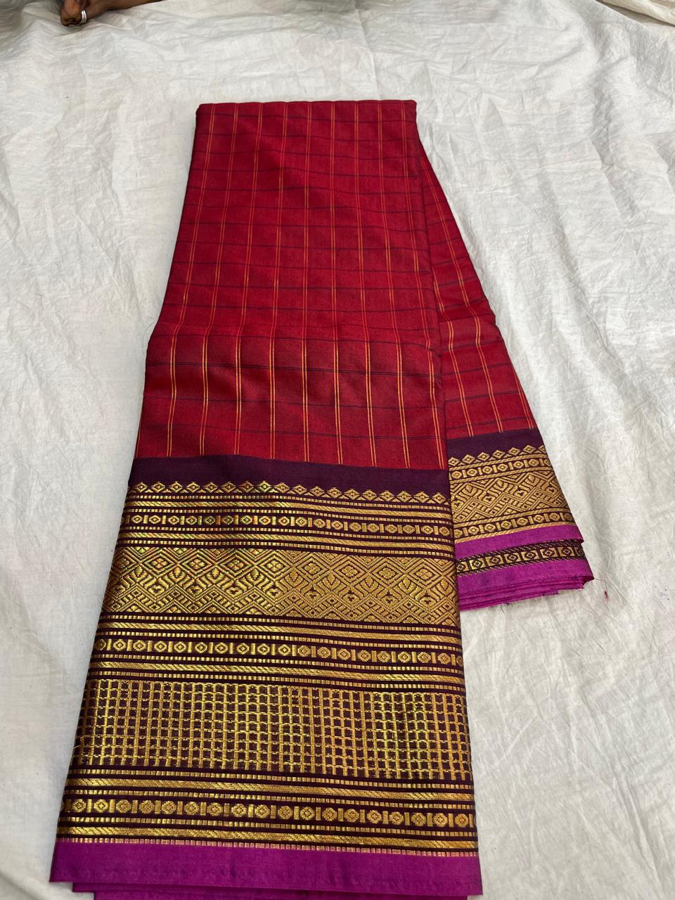 🍁Type: Gadwal Sico Cotton Jari Butta With Blouse Sarees.