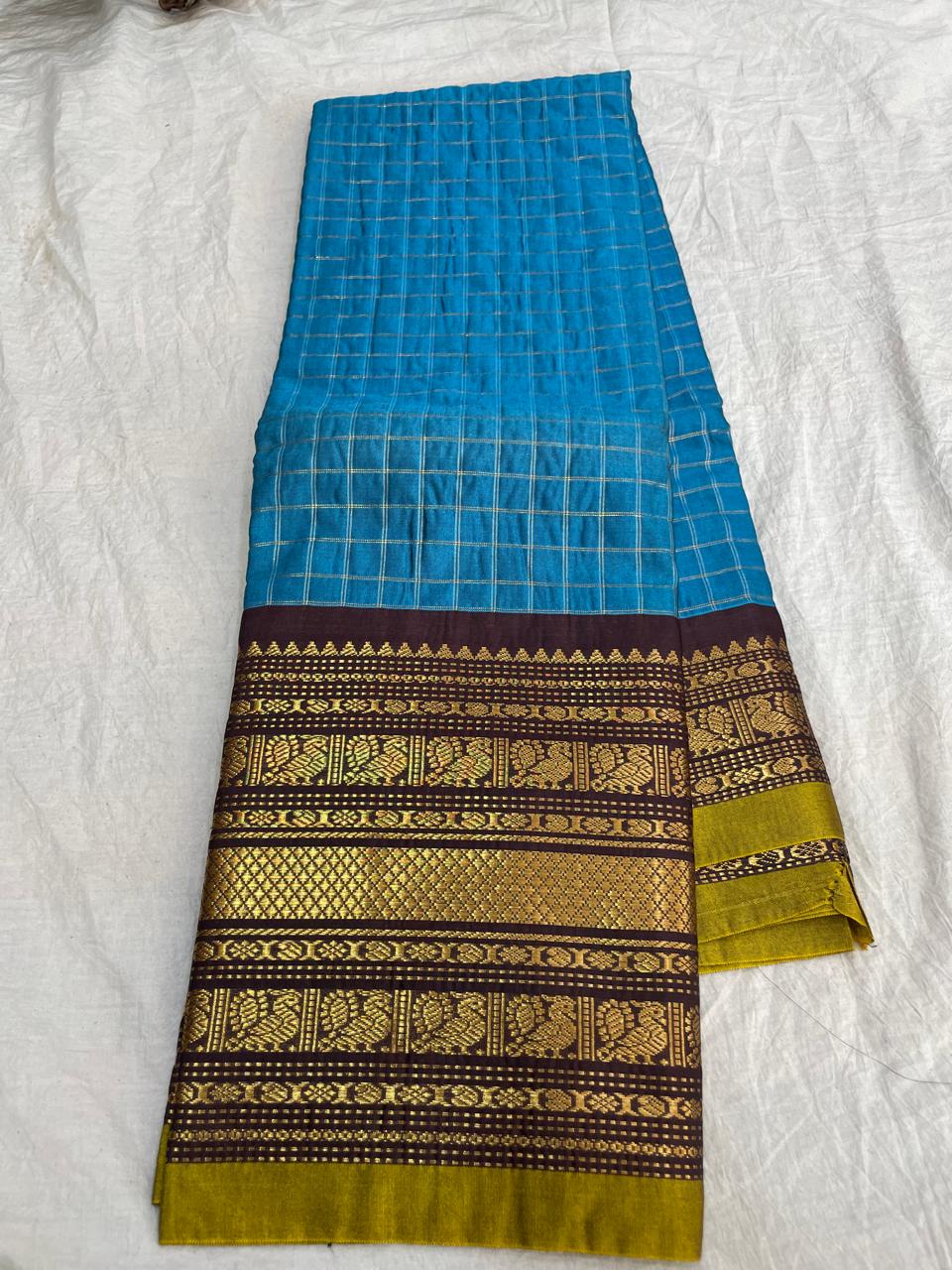 🍁Type: Gadwal Sico Cotton Jari Butta With Blouse Sarees.