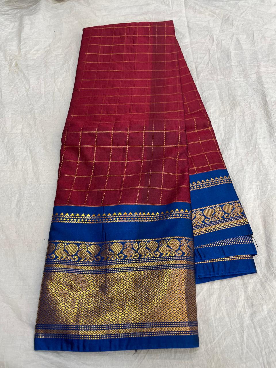 🍁Type: Gadwal Sico Cotton Jari Butta With Blouse Sarees.