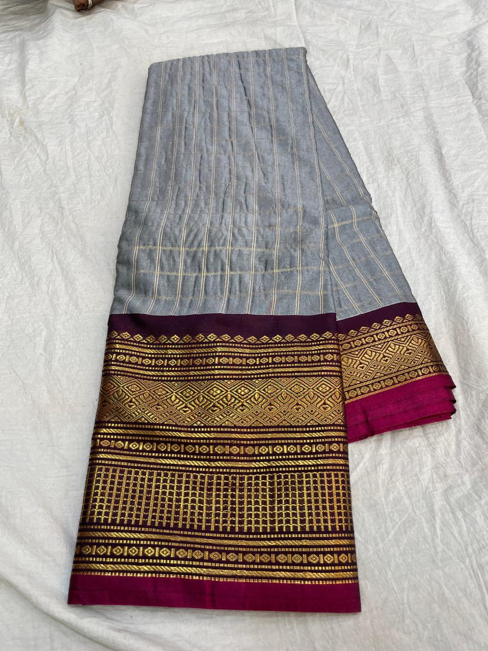 🍁Type: Gadwal Sico Cotton Jari Butta With Blouse Sarees.