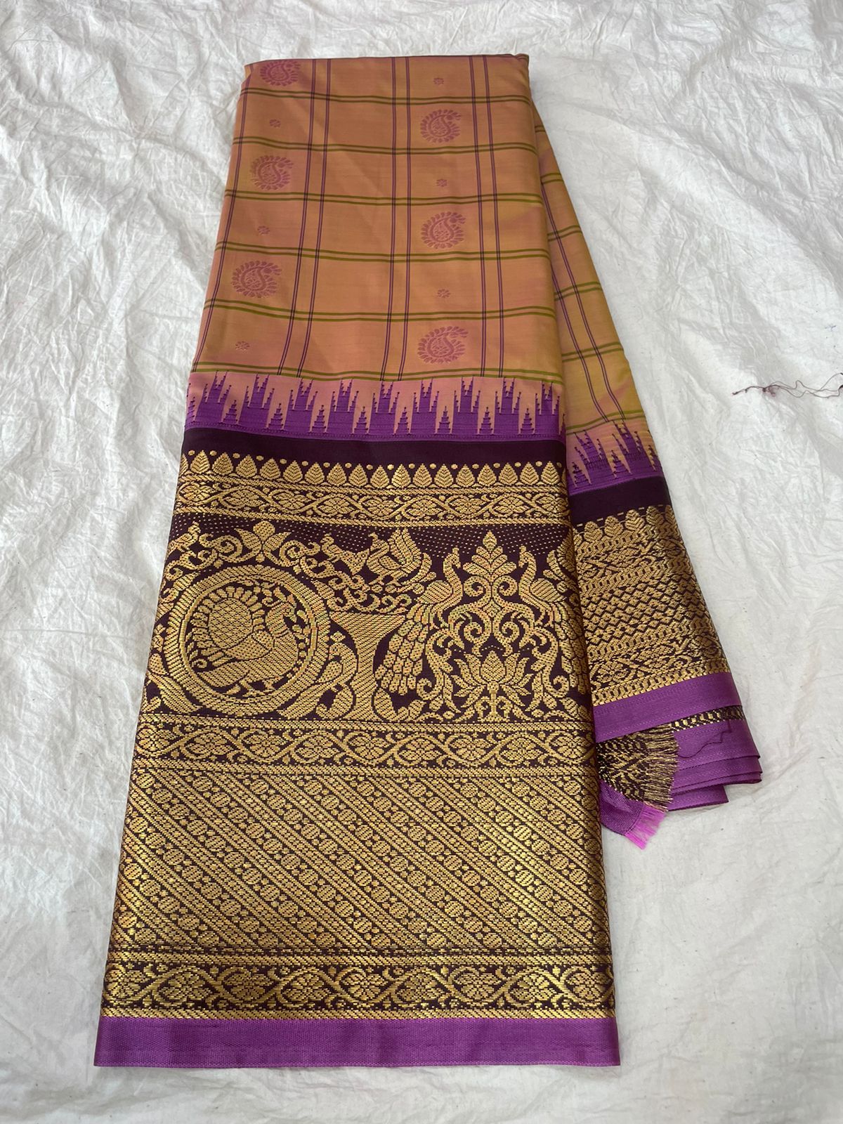 🍁Gadwal Mixed Silk Kanchi Boder With Blouse Sarees.