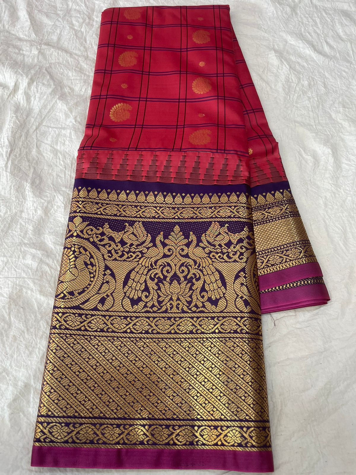 🍁Gadwal Mixed Silk Kanchi Boder With Blouse Sarees.