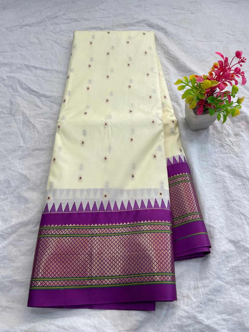 🍁Type: Gadwal Mixed Silk Paithani Pallu With Blouse Sarees.