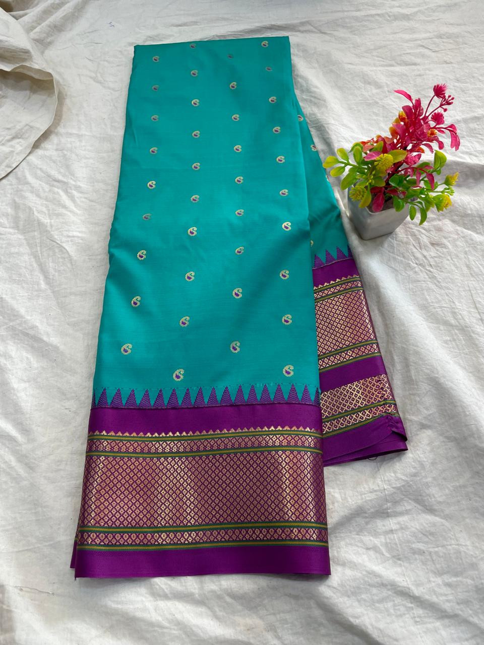 🍁Type: Gadwal Mixed Silk Paithani Pallu With Blouse Sarees.