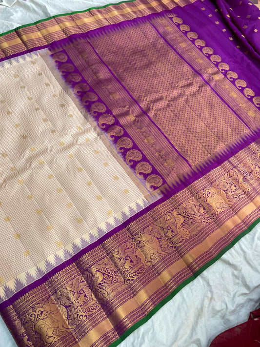 🍁Gadwal Pure Silk Butta Kanchi Border With Blouse Sarees.