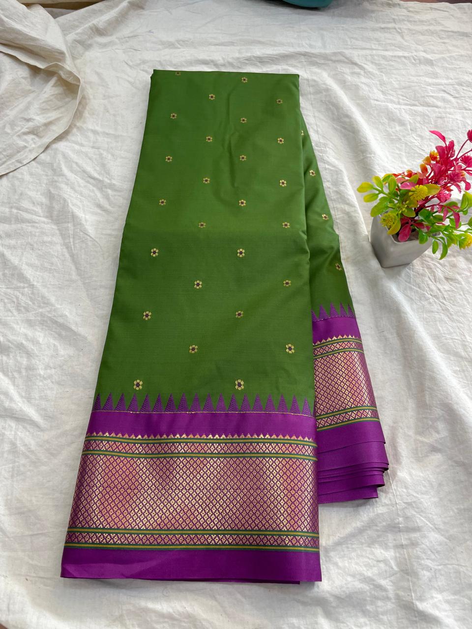 🍁Type: Gadwal Mixed Silk Paithani Pallu With Blouse Sarees.