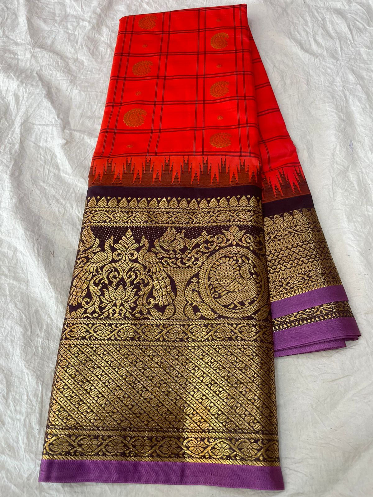 🍁Gadwal Mixed Silk Kanchi Boder With Blouse Sarees.