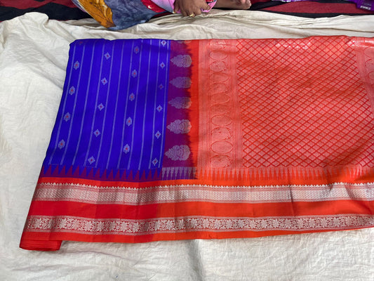 🍁Gadwal Pure Pattu Gap Border With Blouse Sarees.