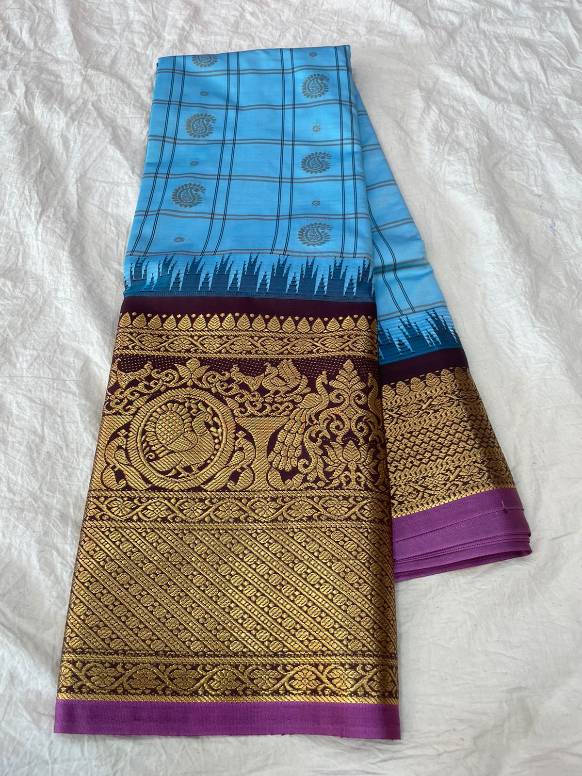 🍁Gadwal Mixed Silk Kanchi Boder With Blouse Sarees.