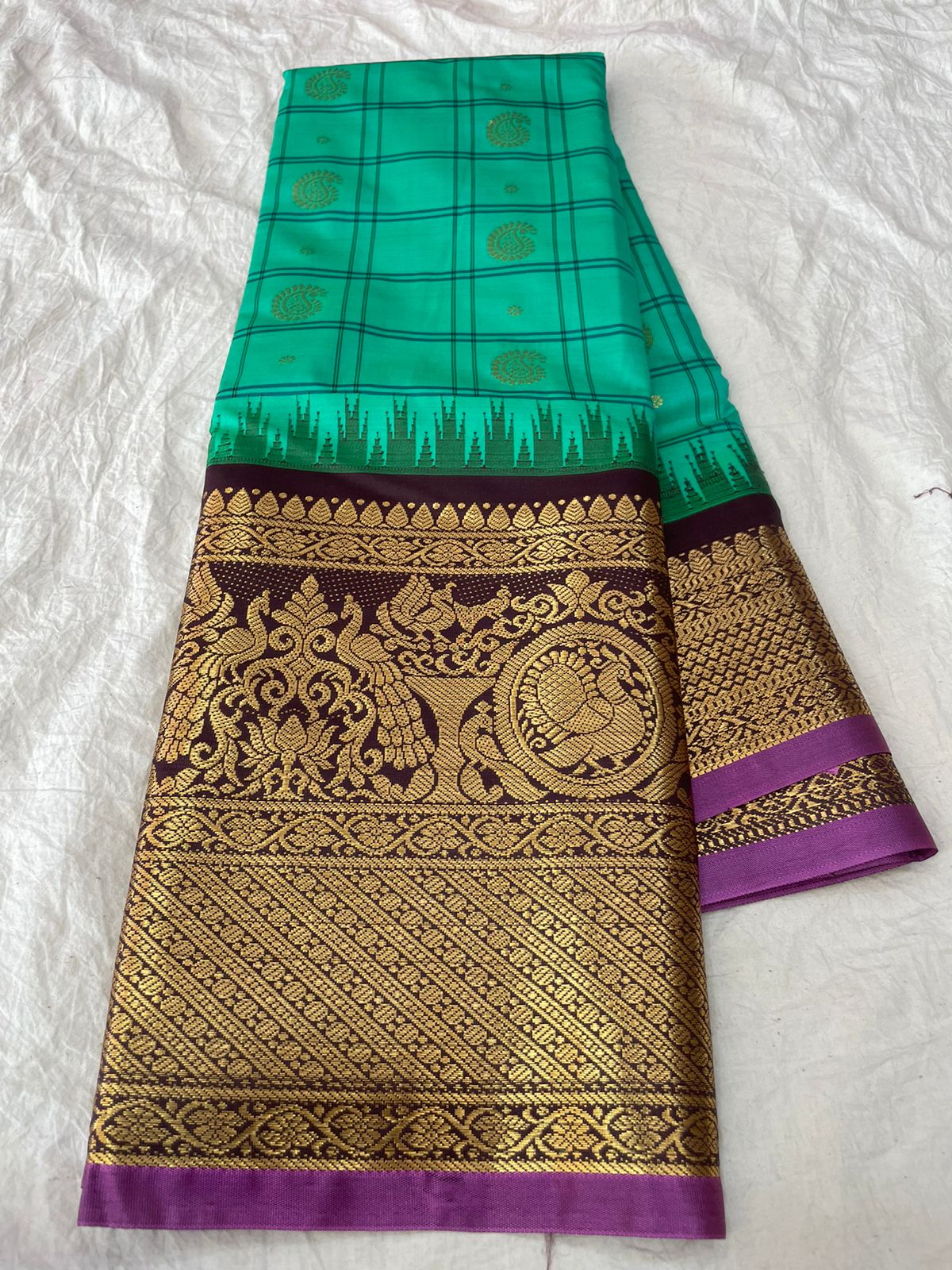 🍁Gadwal Mixed Silk Kanchi Boder With Blouse Sarees.