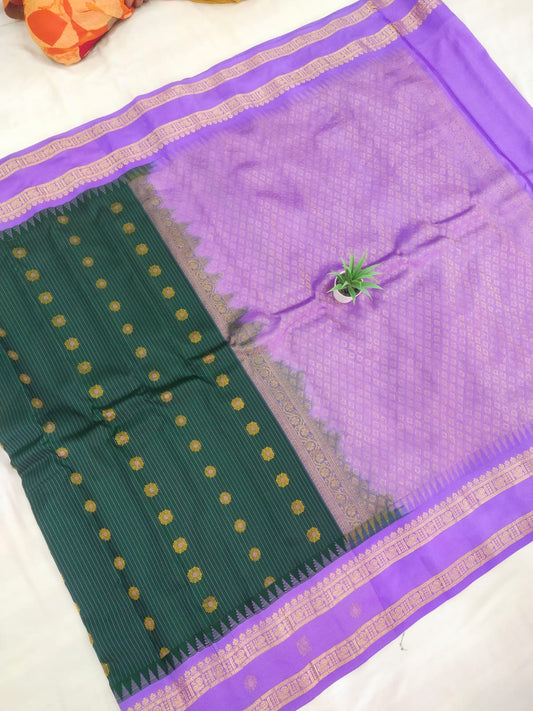 🍁Gadwal Pure Pattu Gap Border With Blouse Sarees.