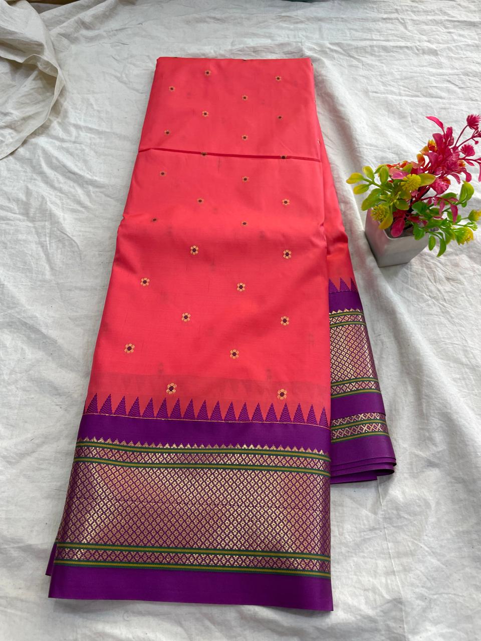 🍁Type: Gadwal Mixed Silk Paithani Pallu With Blouse Sarees.