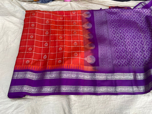 🍁Gadwal Pure Pattu Gap Border With Blouse Sarees.