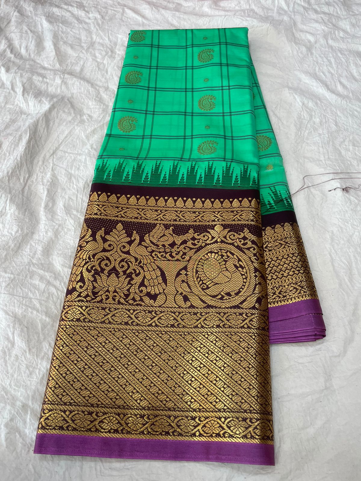 🍁Gadwal Mixed Silk Kanchi Boder With Blouse Sarees.