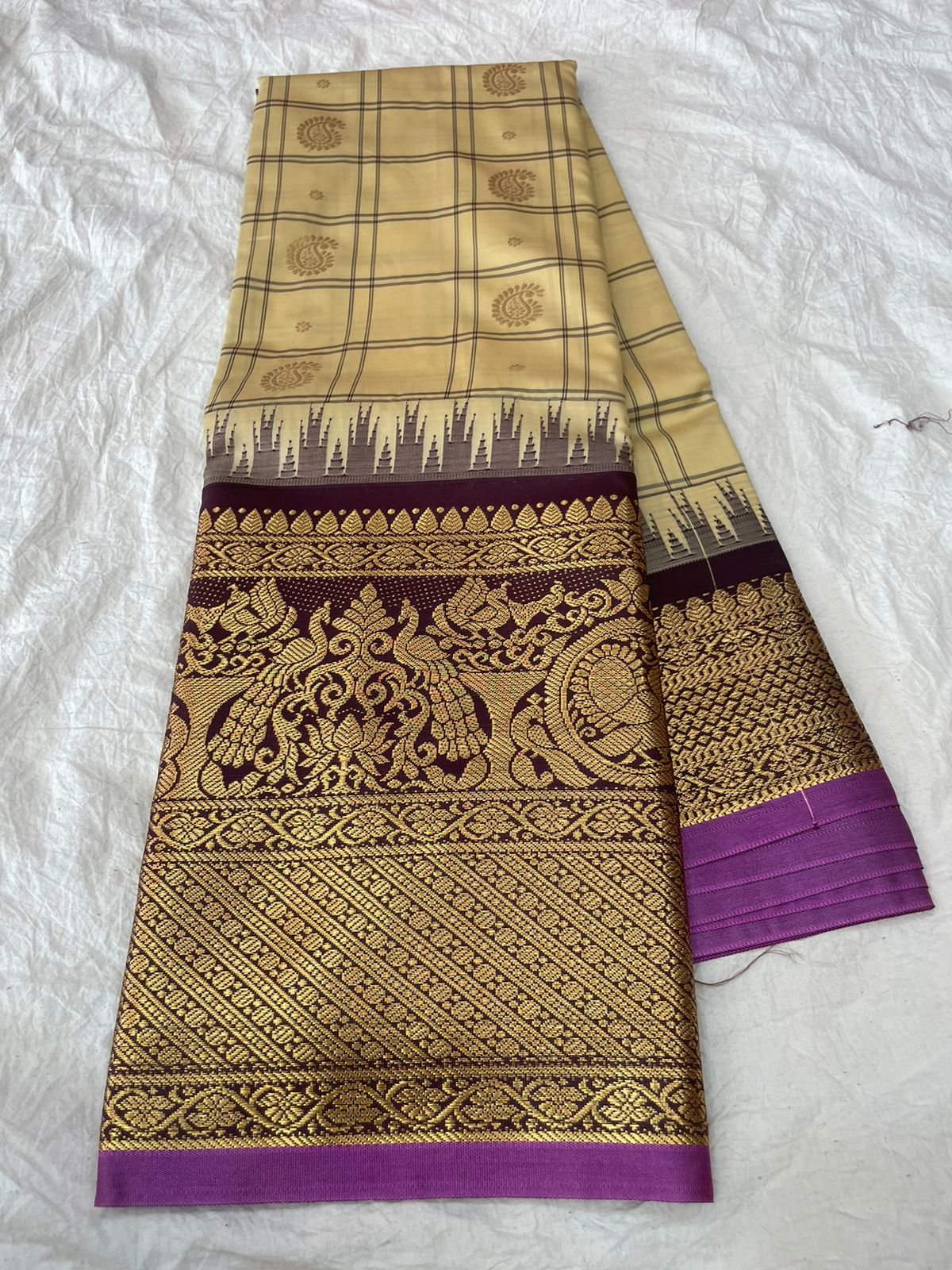 🍁Gadwal Mixed Silk Kanchi Boder With Blouse Sarees.