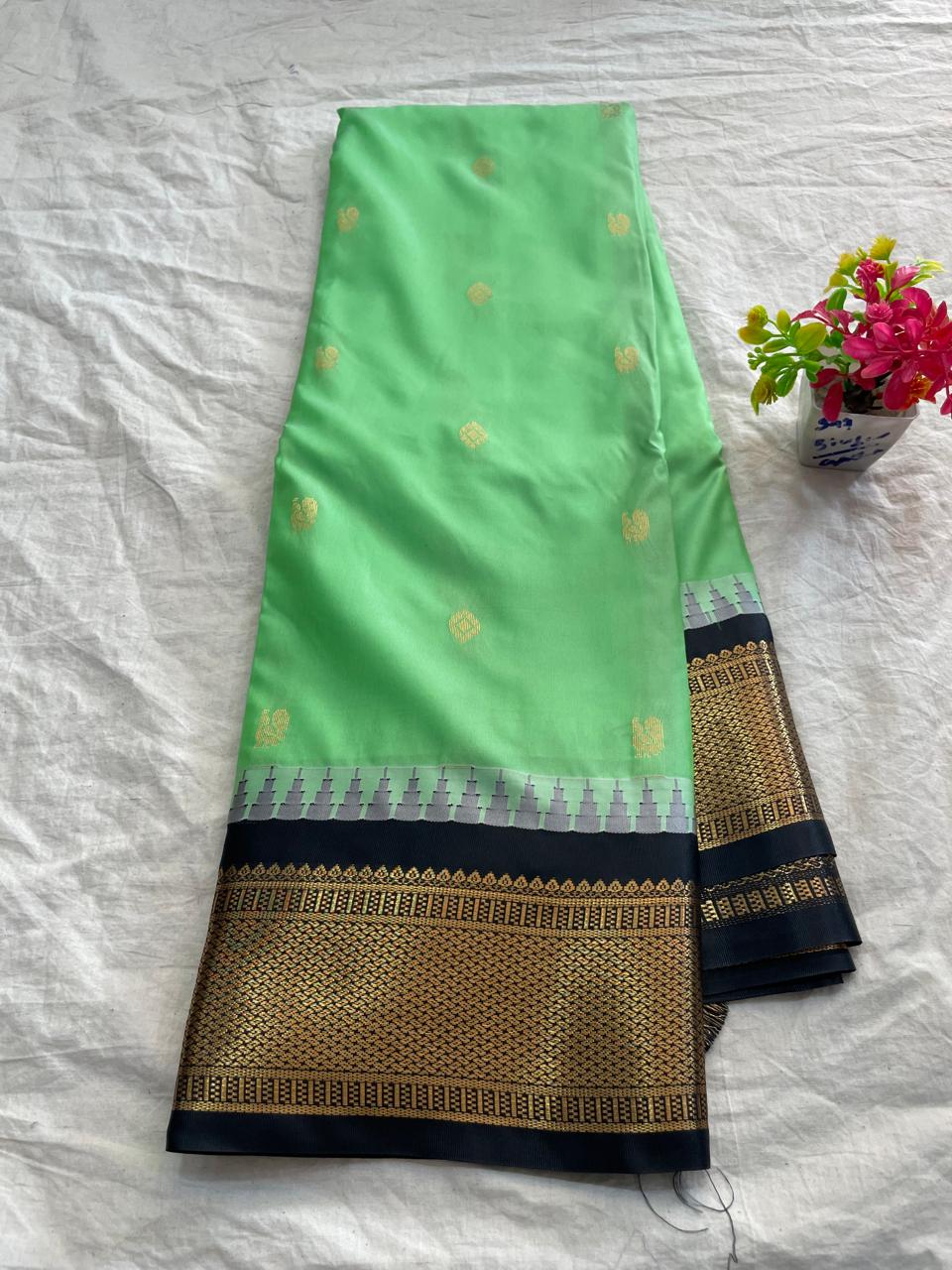 🍁Type: Gadwal Mixed Silk With Blouse Sarees.